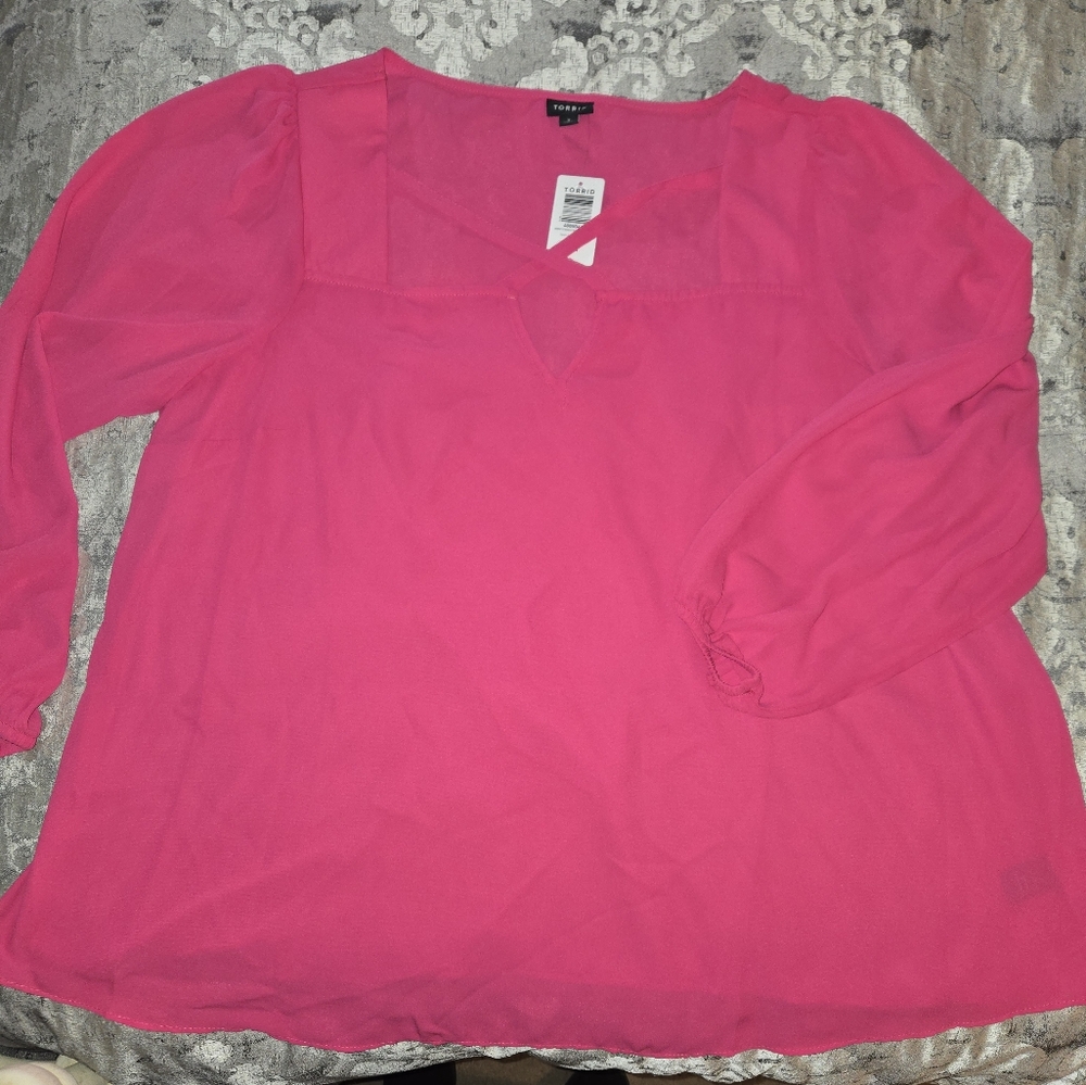 Torrid Georgette Keyhole Longsleeve Blouse
